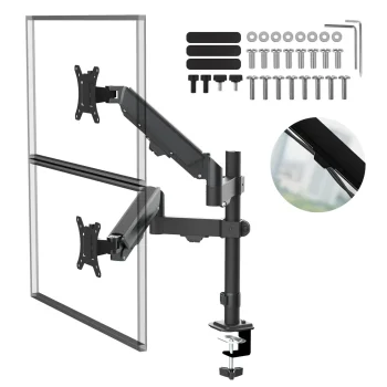 Maclean MC-136 Dual Monitor Desk Mount with Gas Spring, 17"-32", 2-10kg, Black