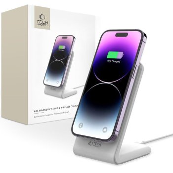 Tech-Protect QI15W-A23 MagSafe 15W inductive charger in the m of a stand - white