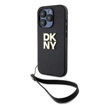DKNY iPhone 15 Pro Case Wrist Strap Stock Logo, Black
