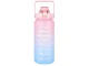 Motivational Water Bottle with Straw 2000 ml, Pink-Blue