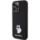 Apple iPhone 15 Pro Max 6.7\" Karl Lagerfeld Silicone Choupette Metal Pin Case Cover, Black