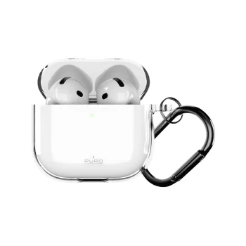 Puro 0.3 Nude Case for AirPods 4 with Carabiner, Transparent