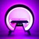 RGB Bedside Lamp with Wireless Charger, Bluetooth Speaker and Alarm Clock, White