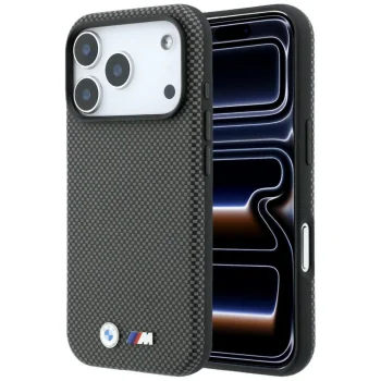 BMW M Quadrille Kevlar Metal Logo MagSafe Case for iPhone 17/18 Pro Max - Gray