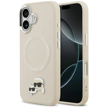 Karl Lagerfeld iPhone 17 Case with MagSafe, Karl&Choupette Logo and Metal Camera Buttons