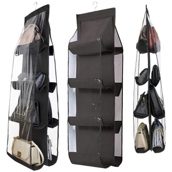 Hanging Closet Organizer for Bags and Shoes, Black