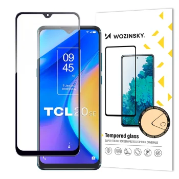 Wozinsky Full Glue Tempered Glass Screen Protector for TCL 20 SE, 9H, Black Frame
