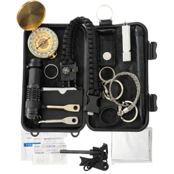 35-in-1 Survival Kit Outdoor Tactical Emergency Gear with Case, Black