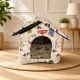Foldable Dog and Cat House XL, Soft Pet Bed Cabin, White