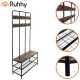 Ruhhy 27036 Hallway Coat Rack with Shoe Bench, Black