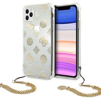 Guess Peony Chain dėklas telefonui iPhone 11 Pro, auksinis