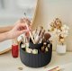 Rotating Makeup Organizer for Vanity, 360 Spinning Cosmetic and Brush Holder, Black