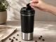 Thermal Mug with Suction Cup and Handle, 500ml, Black/Silver