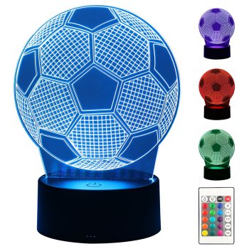 3D LED night light football ball with remote, 16 colors