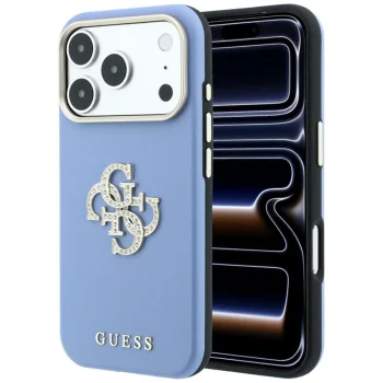 Guess Smooth & Big Strass Logo Case for iPhone 18 Pro / 17 Pro, Blue