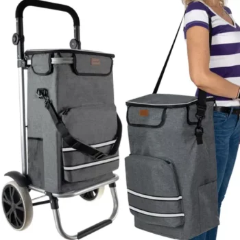 Malatec Folding Shopping Trolley with 40L Bag, Grey