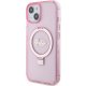 Чехол Guess Ring Stand Script Glitter MagSafe для iPhone 15 - розовый