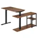 Ergo Office ER-450 Electric Height Adjustable Desk with Shelves, Rustic Brown