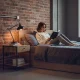 Industrial Nightstand with Drawer and Shelf ModernHome Bedside Table, Light Oak