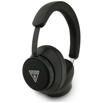 Guess Saffiano Triangle Logo Bluetooth ENC on-ear headphones, black