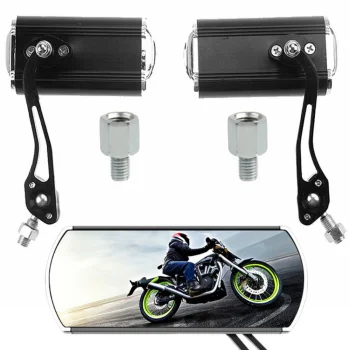 Aluminum Motorcycle Mirrors with M10 Mount and M8 Adapter, 2 pcs, Black