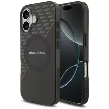 Mercedes AMG Double Layer Transparent Rhombs MagSafe Case for iPhone 17 - Black/Red