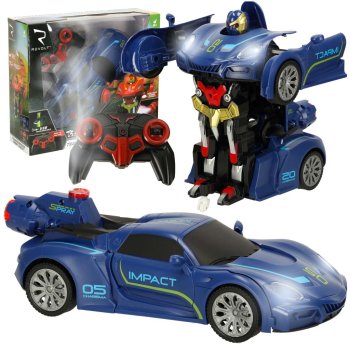Revolt Transforming Robot Racer Remote Control Car, Blue