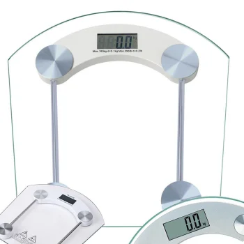 Electronic Bathroom Scale 180kg Glass LCD Display Analytical Transparent