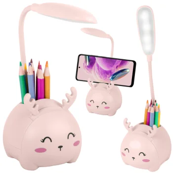 Kids LED Night Light with Organizer and Phone Stand, Pink