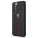 Ferrari Samsung Galaxy S21 Case Off Track Leather Nylon Stripe, Black