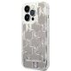Karl Lagerfeld Liquid Glitter Monogram vāciņš iPhone 14 Pro Max - Sudraba