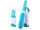 Double-sided brush for removing pet hair and lint from clothes and upholstery, blue
