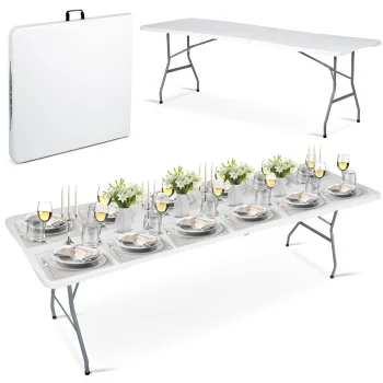 Plonos 440100 Folding Garden and Catering Table 244 cm, White