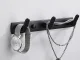 Wall-Mounted Clothes and Towel Rack, 3 Hooks, 24.5 cm, Black