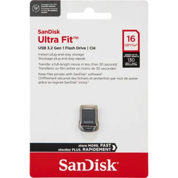 USB Flash Drive SanDisk Cruzer Ultra Fit 16GB USB 3.2 Gen 1 SDCZ430-016G-G46, Black