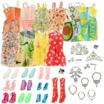 Large Doll Clothes and Accessories Set XL, 34 Elements