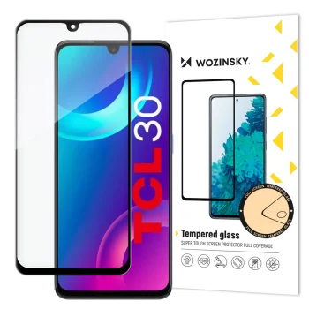 Tempered Glass Screen Protector for TCL 30 Wozinsky Full Glue Black Frame