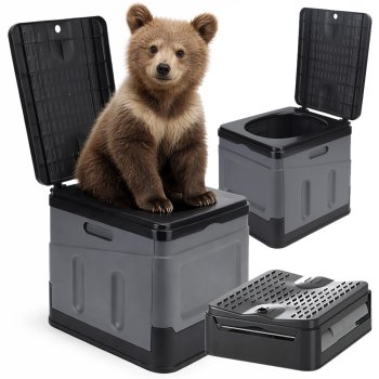 Portable Folding Camping Toilet, Black/Grey