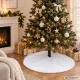 Christmas Tree Skirt, Round Faux Fur Mat, 90 cm, White