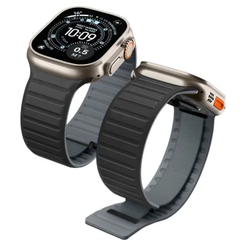 Laikrodžio dirželis Spigen Athlex Air, skirtas Apple Watch 44 / 45 / 46 / 49 mm, juodas / pilkas
