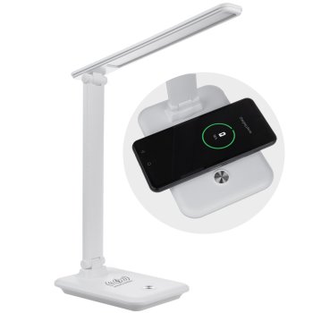 Maclean MCE616 W LED Desk Lamp with Qi Wireless Charger, 9W, White