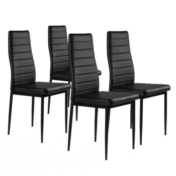 Modern Dining Chairs Set of 4 with High Back Faux Leather ModernHome, Black