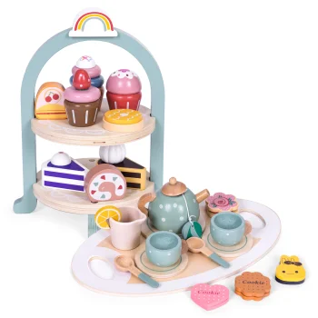 Ecotoys Wooden Tea and Coffee Set with Sweets, 27 pcs