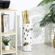 Steel umbrella stand with modern cut-out design, white