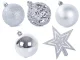 Christmas Tree Baubles Set 100 pcs + Star, Silver
