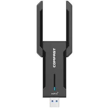 WiFi USB Adapter 5374Mbps, Tri-Band 2.4GHz, 5GHz, 6GHz, USB 3.0, Black