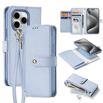 Dux Ducis Lawa Leather Case for Apple iPhone 15 Pro Max, Blue