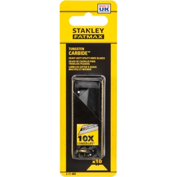 Stanley Carbide Trapezoid Utility Blades 2-11-800, 62 x 0.63 mm, 10 Pack, Silver