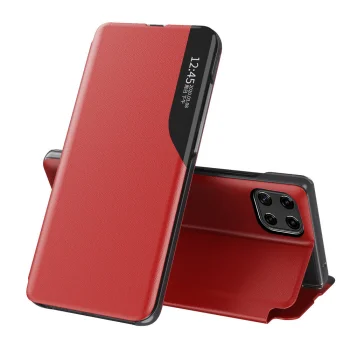 Wallet Case for Samsung Galaxy A22 4G Hurtel Eco Leather View Case with Kickstand, Red