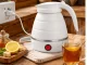 Collapsible Electric Travel Kettle, Silicone, 0.6L, 600–800W, White